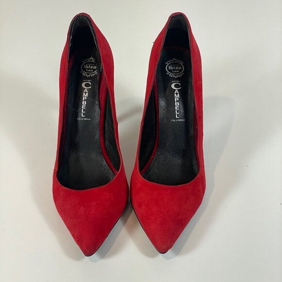 Jeffrey Campbell Womens Pointed Toe Velvet Stiletto Shoes Red 38 Y2k Pumps - Picture 2 of 10